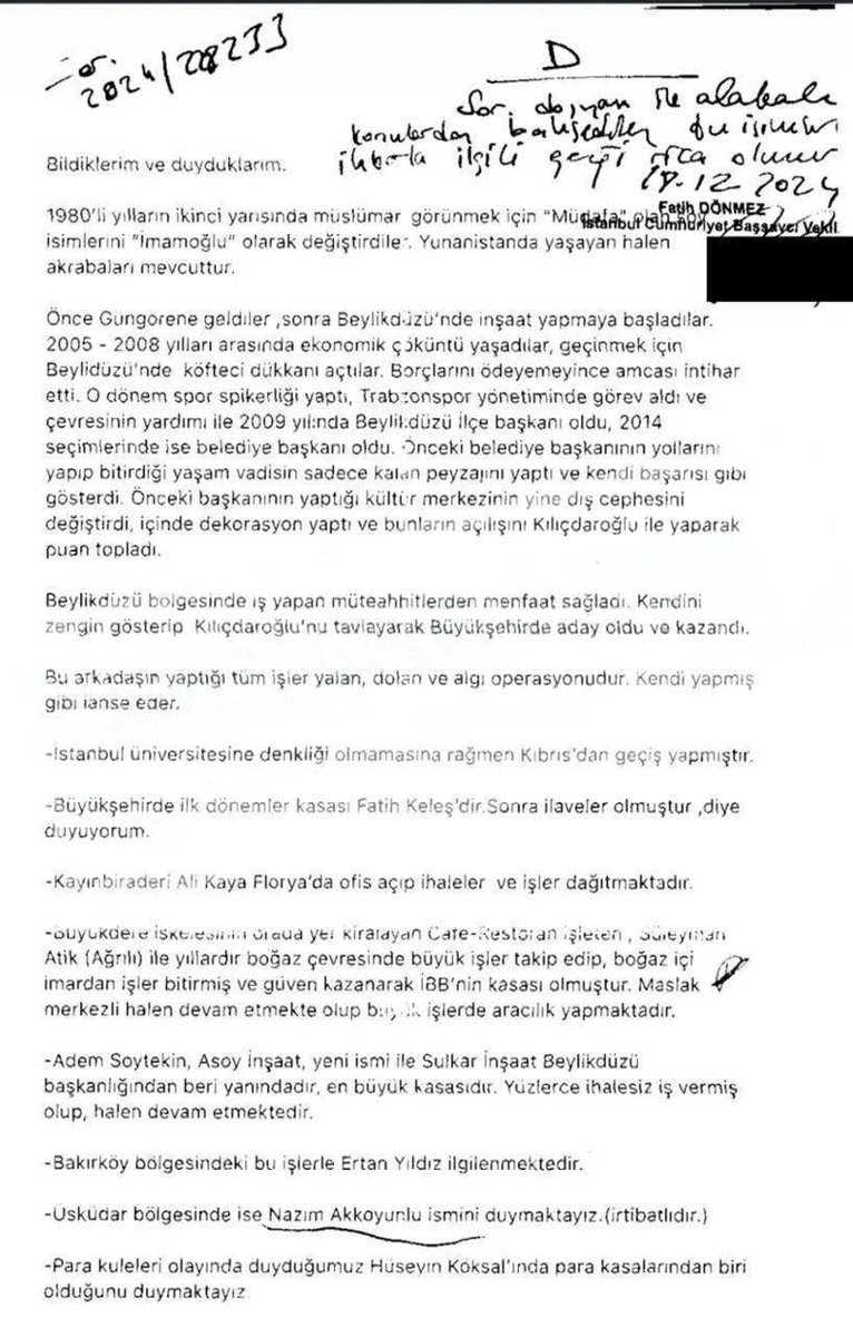 Savcı Fatih Dönmez’in, İBB soruşturmasında "müslüman görünmek için soy isimlerini İmamoğlu olarak değiştirdiler" yazan, isimsiz ve imzasız kağıt parçasını delil olarak dosyaya ekledikten sonra Anadolu Cumhuriyet Başsavcısı olarak terfi ettirildiği anlaşılalı birkaç saat oldu