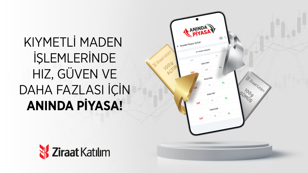 Anında Piyasa ile avantajlı kurlarla anlık işlem gerçekleştirebileceğiniz gibi dilerseniz alarm kurabilir, girdiğiniz fiyat/kur gerçekleştiğinde sms veya e-posta ile bilgilendirme yapılmasını sağlayabilirsiniz.

Şimdi siz de Katılım Mobil uygulamamız veya internet şubemiz