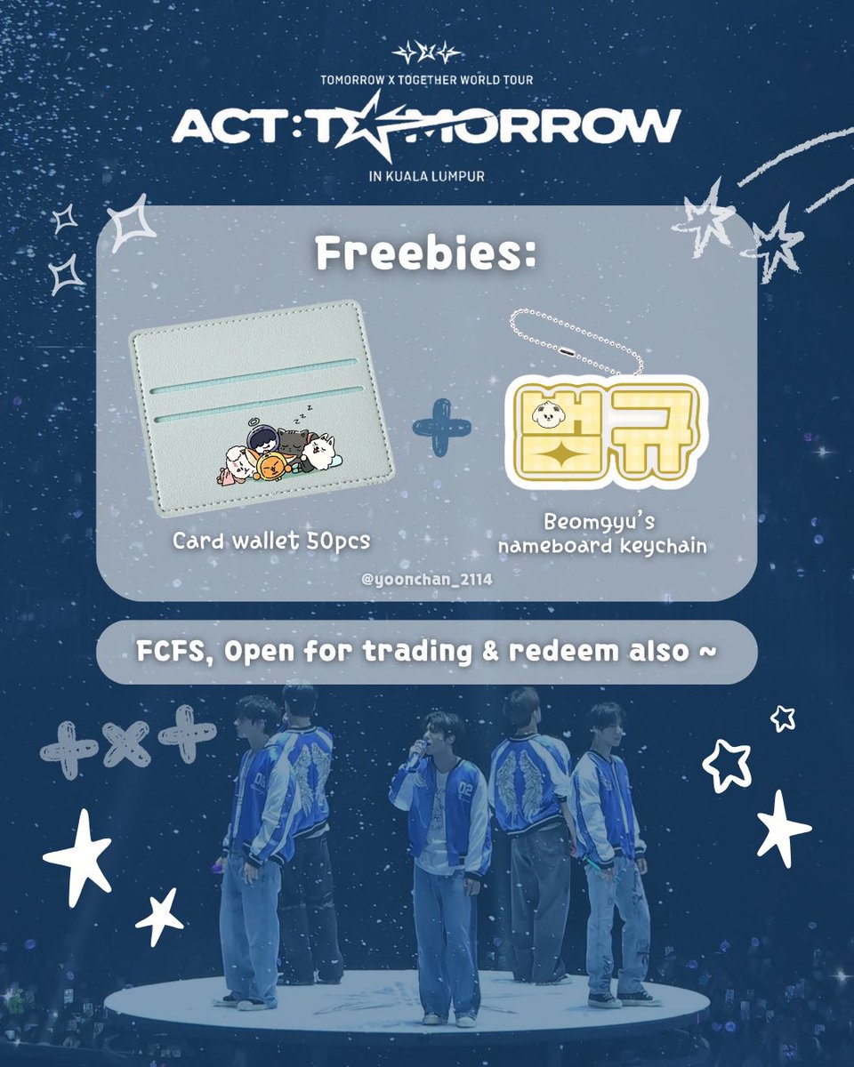 karhuiii1's tweet image. 𝐓𝐗𝐓：𝐀𝐜𝐭 𝐓𝐨𝐦𝐨𝐫𝐫𝐨𝐰 𝐖𝐨𝐫𝐥𝐝 𝐓𝐨𝐮𝐫 𝐢𝐧 𝐊𝐮𝐚𝐥𝐚 𝐋𝐮𝐦𝐩𝐮𝐫🇲🇾

Freebies⬇️
card holder + beomgyu nameboard keychain

FCFS，first pior for trading✨
will update location for redeem✨

#txt #beomgyu #TXTinKL #tomorrowbytogether  #ACT_TOMORROW_KL