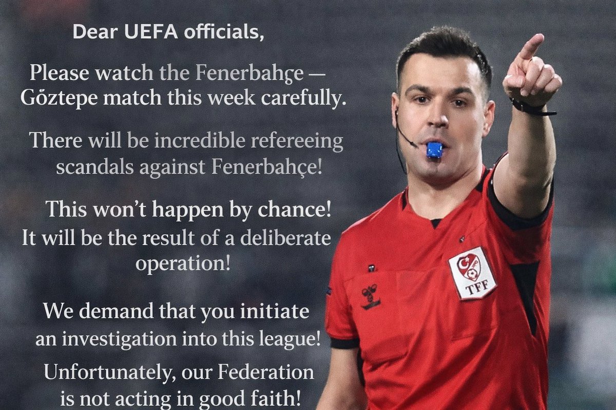 İş işten geçmeden Fenerbahçemizin haklarını savunalım !

Bu paylaşımın altına veya ayrı ayrı paylaşarak UEFA’yı etiketleyelim !

Haydi Fenerbahçe taraftarı ! Kendi üzerimize düşeni yapıp hakkımızı kimseye yedirmeyelim !

Çeviri ;

‘  Sayın UEFA yetkilileri,

 Lütfen bu hafta