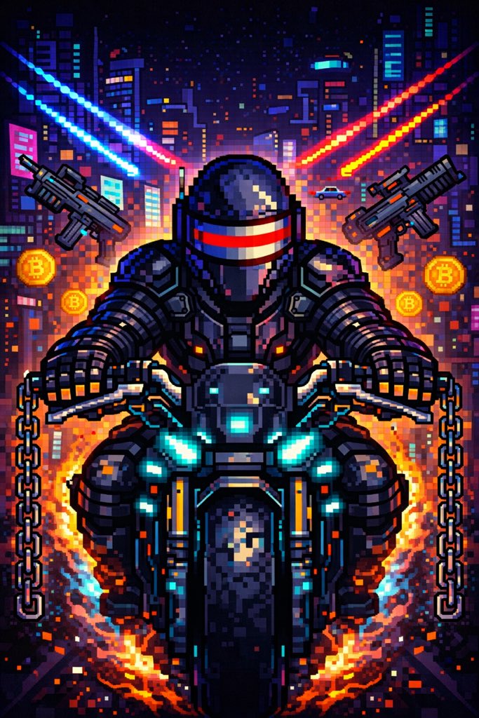 NOTTVECTOR's tweet image. Fan art for the @Elevensonsol verse cyberpunk rider energy ⚡️ 
#Elevens #NFTart #PixelArt