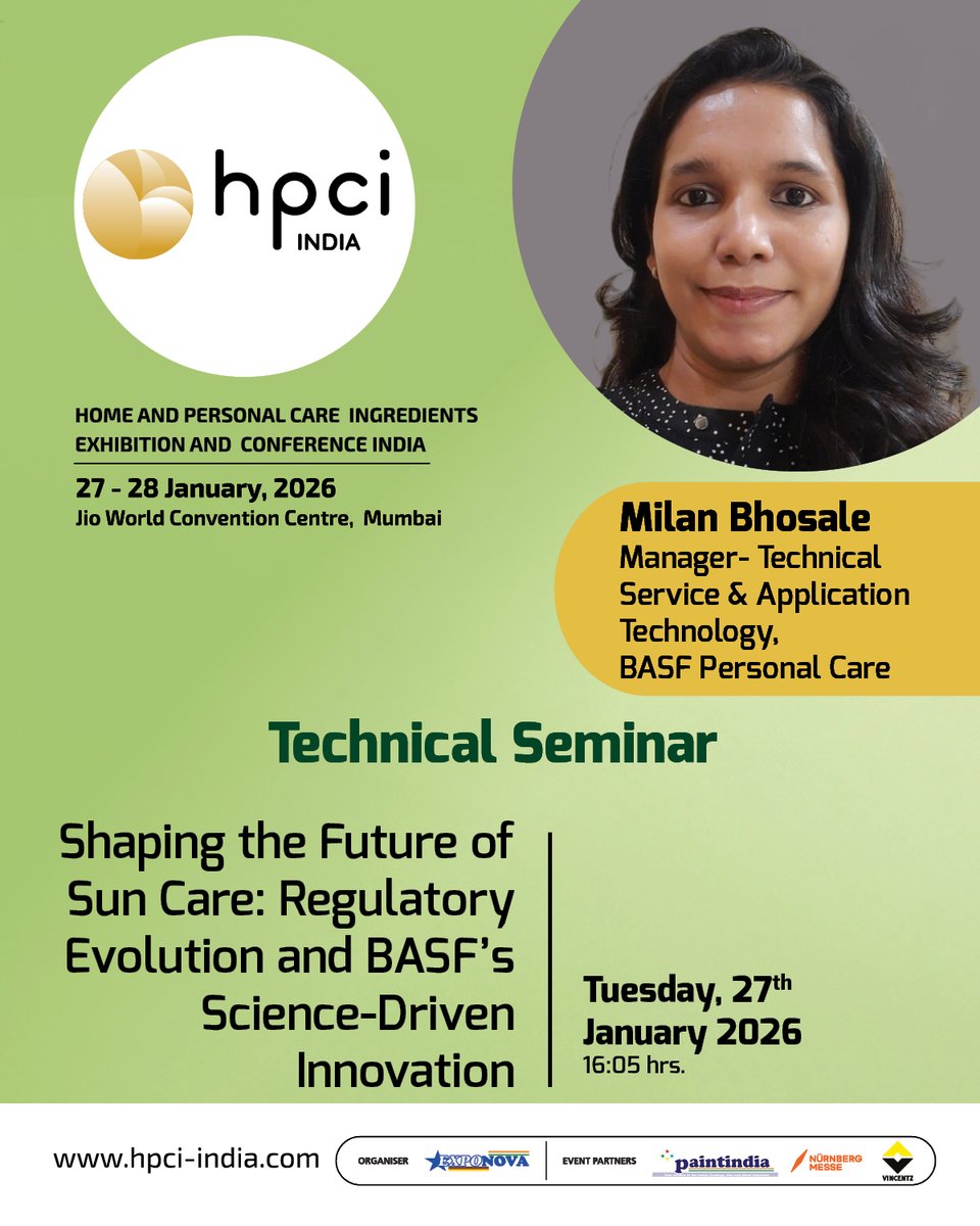 From silicones, surfactants and rheology modifiers to biotech actives and multifunctional ingredients, HPCI India’s Technical Seminars see global companies present real formulation science for home and personal care.    
Register now: n-gage.live/HP26V/visitor/… #HPCIIndia2026