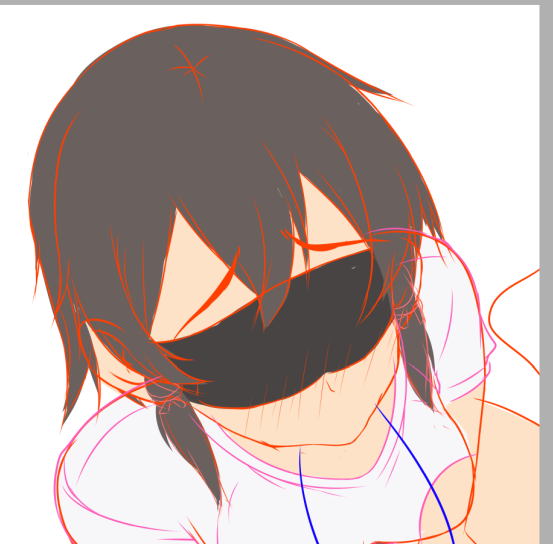 今日もマータリとラフ画に仮色置きしてましたんご〆(‾・ω・‾)b
そして目隠しって興奮度増すよね~😘