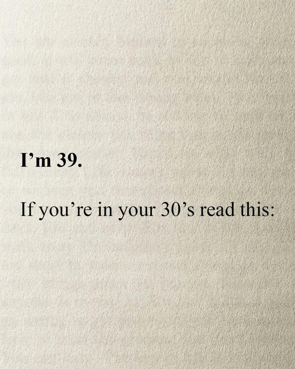 I'm 39.

If you're in your 30's read this: