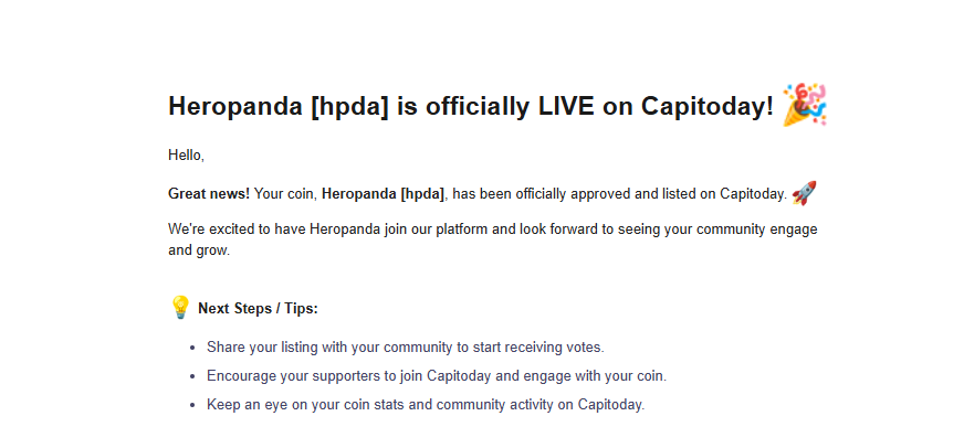 HeropandaSol's tweet photo. 🚀 OFFICIAL ANNOUNCEMENT 🚀

Heropanda [HPDA] is now LIVE on Capitoday! 🎉
Approved and officially listed — the journey begins as the Heropanda community grows stronger across the Sidra ecosystem.
Trade. Engage. Grow. 🐼🔥

https://t.co/2wYdBOtAN9

#Heropanda #HPDA #Capitoday #CryptoListing #SidraChain #FalconBay #UtilityToken #Altcoins #CryptoLaunch