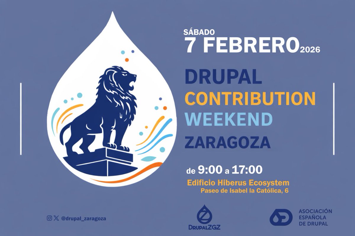 El 7 de febrero de 2026 la comunidad de Zaragoza se reúne en el Drupal Contribution Weekend para aprender, colaborar y aportar a #Drupal💙

📍 Hiberus Ecosystem. Paseo Isabel la Católica 6
⏰ 9:00
☕ Café y picoteo incluidos

Con la colaboración de la <a href="/DrupalAED/">Asociación Drupal</a>

#DrupalZaragoza