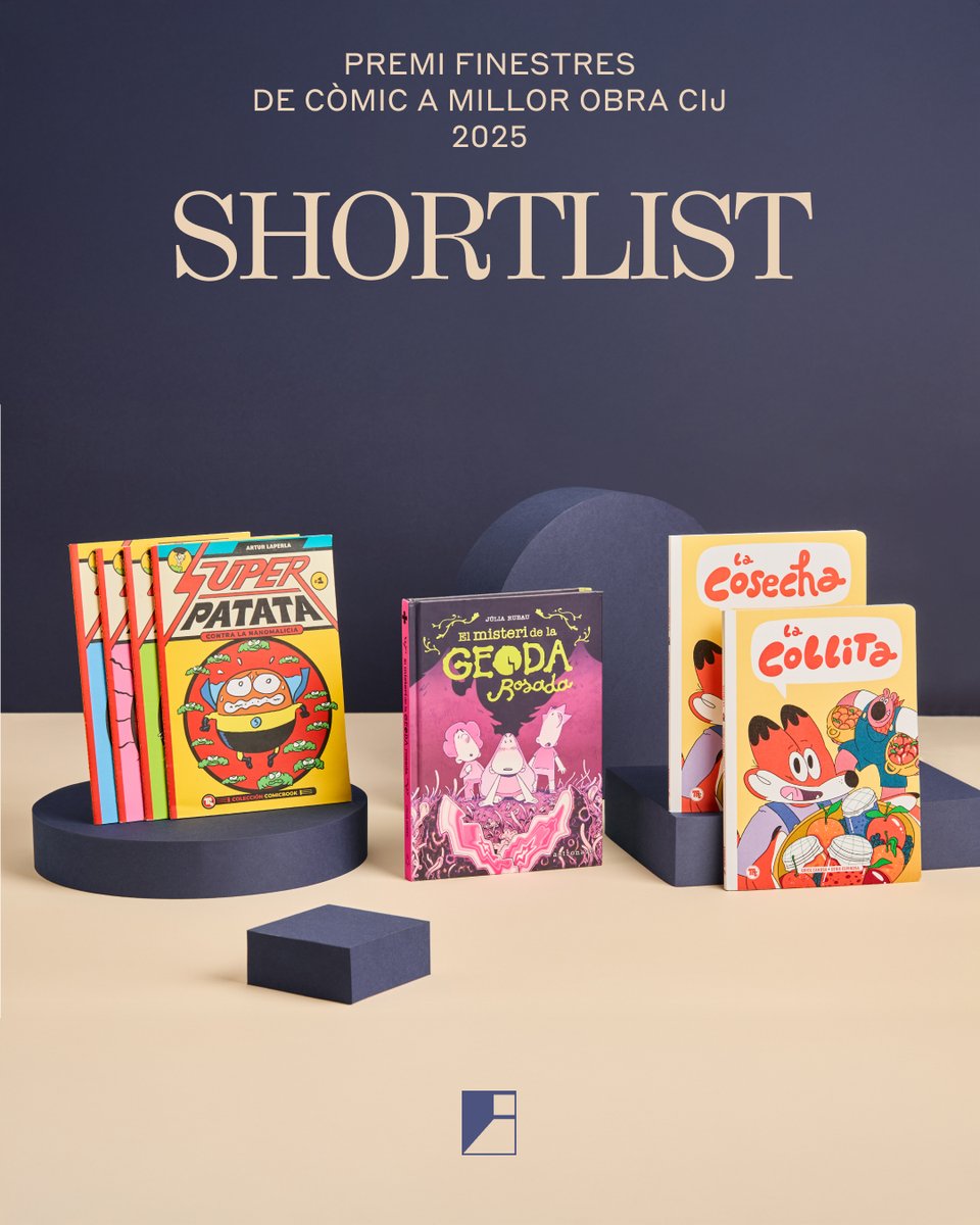 Posant el focus en els més petits, ens plau presentar la Shortlist amb els tres títols finalistes del 𝗣𝗿𝗲𝗺𝗶 𝗙𝗶𝗻𝗲𝘀𝘁𝗿𝗲𝘀 𝗱𝗲 𝗖𝗼̀𝗺𝗶𝗰 𝗮 𝗠𝗶𝗹𝗹𝗼𝗿 𝗢𝗯𝗿𝗮 𝗖𝗜𝗝.

La nostra més sincera enhorabona a les autores finalistes i a les seves editorials! 💛