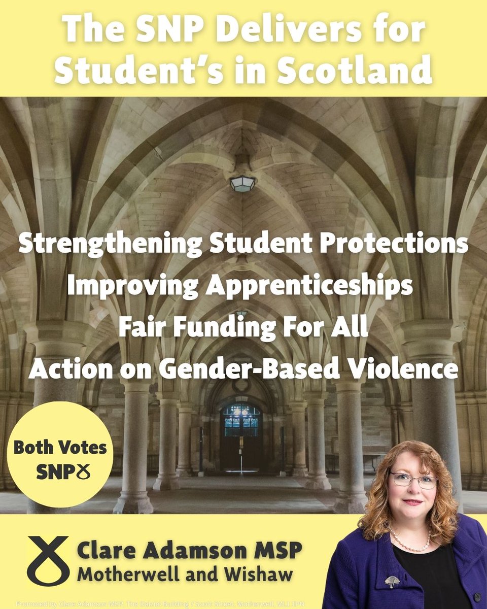 The #SNP has delivered major reform to post-school education in Scotland!

This Bill protects free tuition, strengthens apprenticeships, embeds Fair Work First, and for the first time puts a legal duty on colleges and universities to tackle gender-based violence. 📚💛