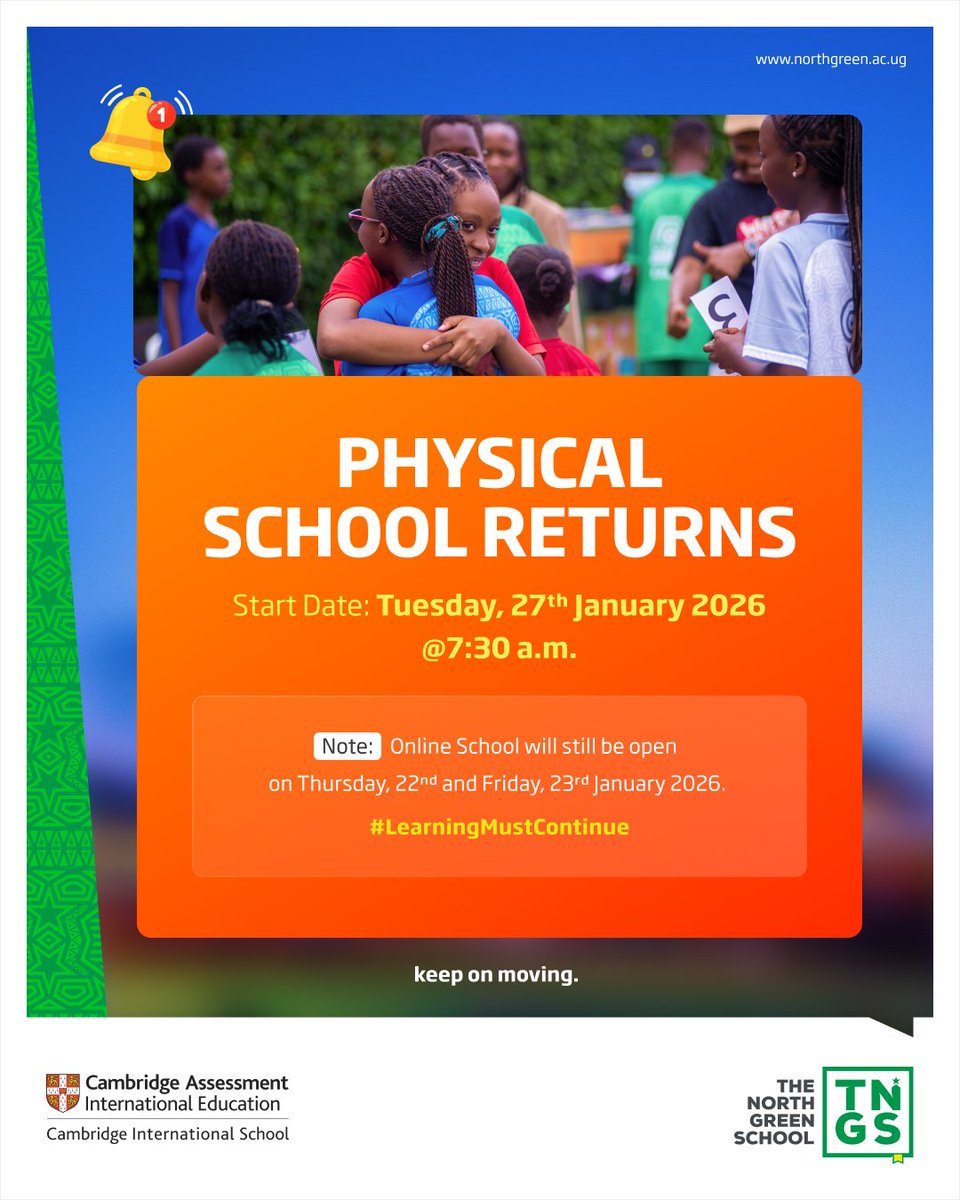 NorthGreenUG's tweet image. Change doesn’t slow us down — it sharpens us.
Online when needed. Physical when possible.
Always focused. Always disciplined. Always tenacious.

Physical school resumes Tuesday, 27th January.
#Keep On Moving