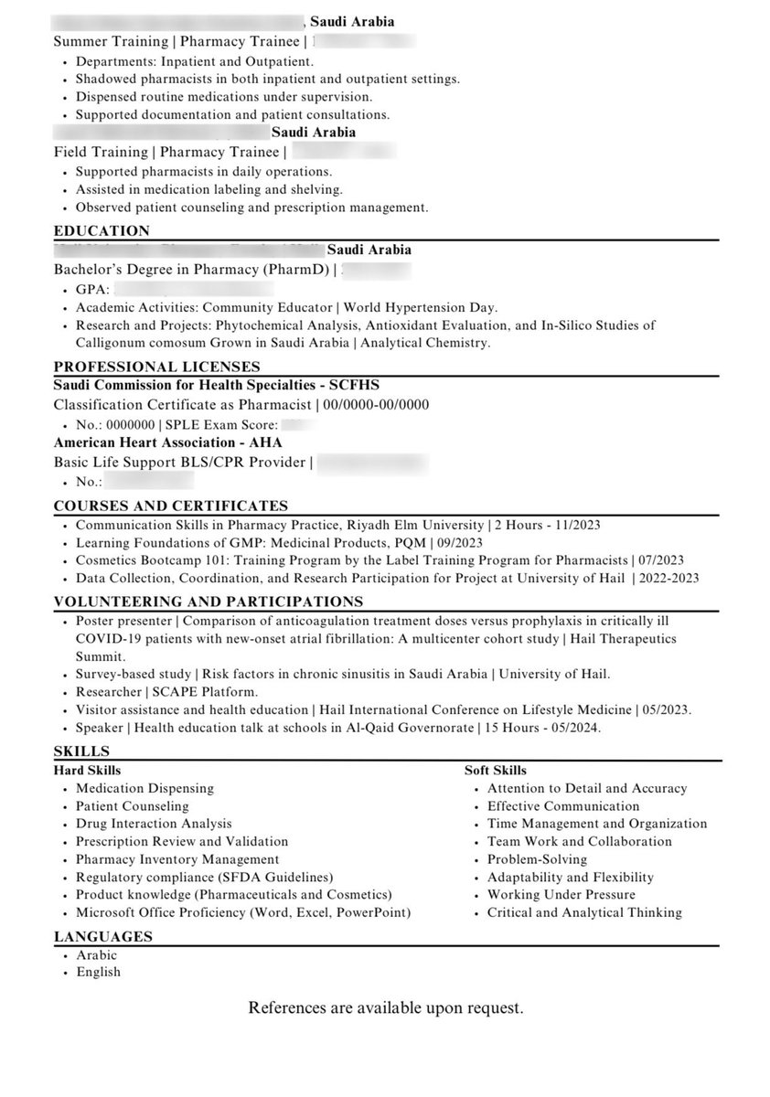 Preview_er's tweet image. سيرة ذاتية - صيدلي مسجل 📄

الحمدلله ⭐️