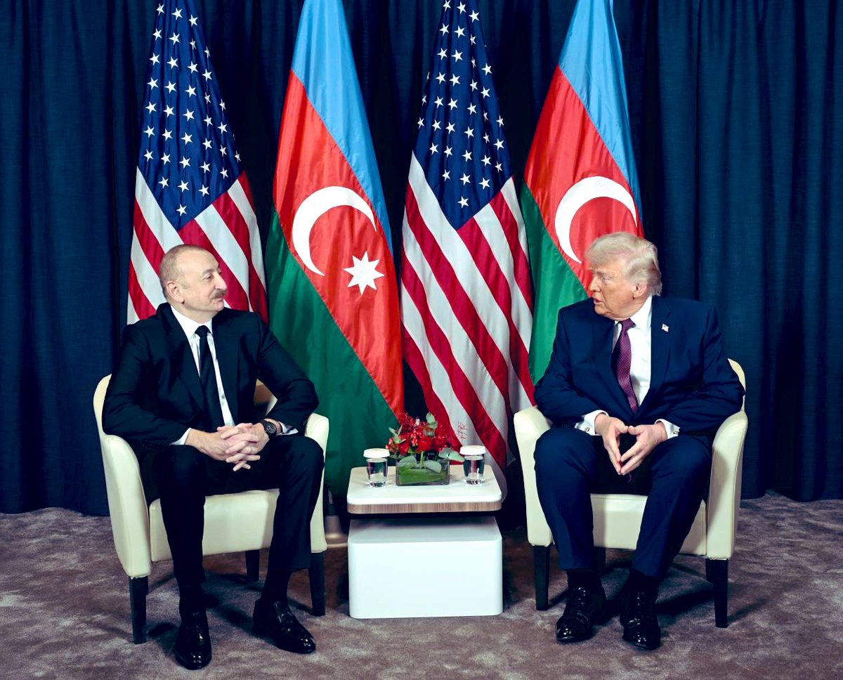 NasimiAghayev's tweet image. President Aliyev met U.S. President Trump in Davos. 

✅Positive momentum in Azerbaijan–U.S. relations noted
✅Achievements in Azerbaijan–Armenia normalization highlighted
✅Zangezur Corridor, including the TRIPP project, underscored as key to regional connectivity