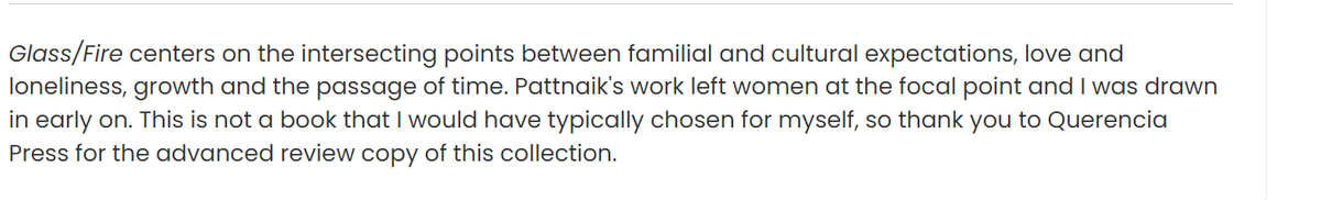MandiraPattnaik's tweet photo. This is undoubtedly a glowing review of #GlassFire up at The Story Graph. I'm touched🥹
Except: Wish more readers INTENTIONALLY pick up books that are outside their comfort zones. Books, travel, movies are mediums that connect us as humans through resonant experiences. Agree? https://t.co/evw3LzHZ6a