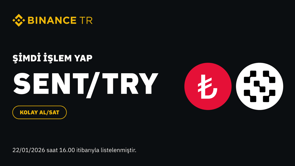 #Binance TR'de, $SENT / $TRY işlem çifti listelendi.

İşlem yapmak için tıklayın ⤵️
binance.tr/easy-buy-sell