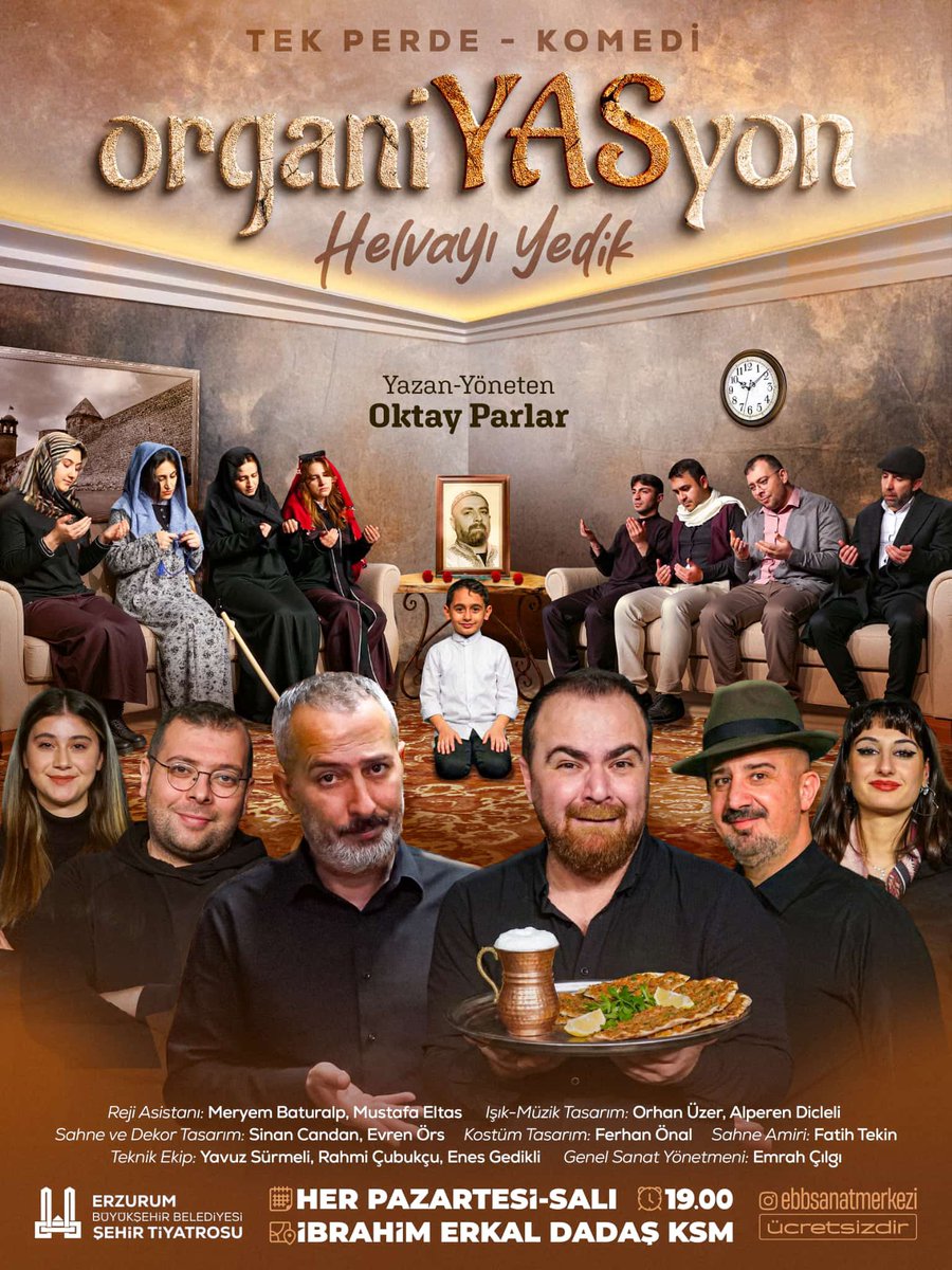 Kıymetli hemşehrilerimiz,

Tek perdelik komedi oyunumuz "Organiyasyon" siz değerli tiyatroseverlerle buluşuyor.

🗓 26 – 27 Ocak
⏰ 19.00
📍 İbrahim Erkal Dadaş Kültür ve Sanat Merkezi
🎟 Ücretsiz (Biletler gişelerden)

Tüm hemşehrilerimiz davetlidir.