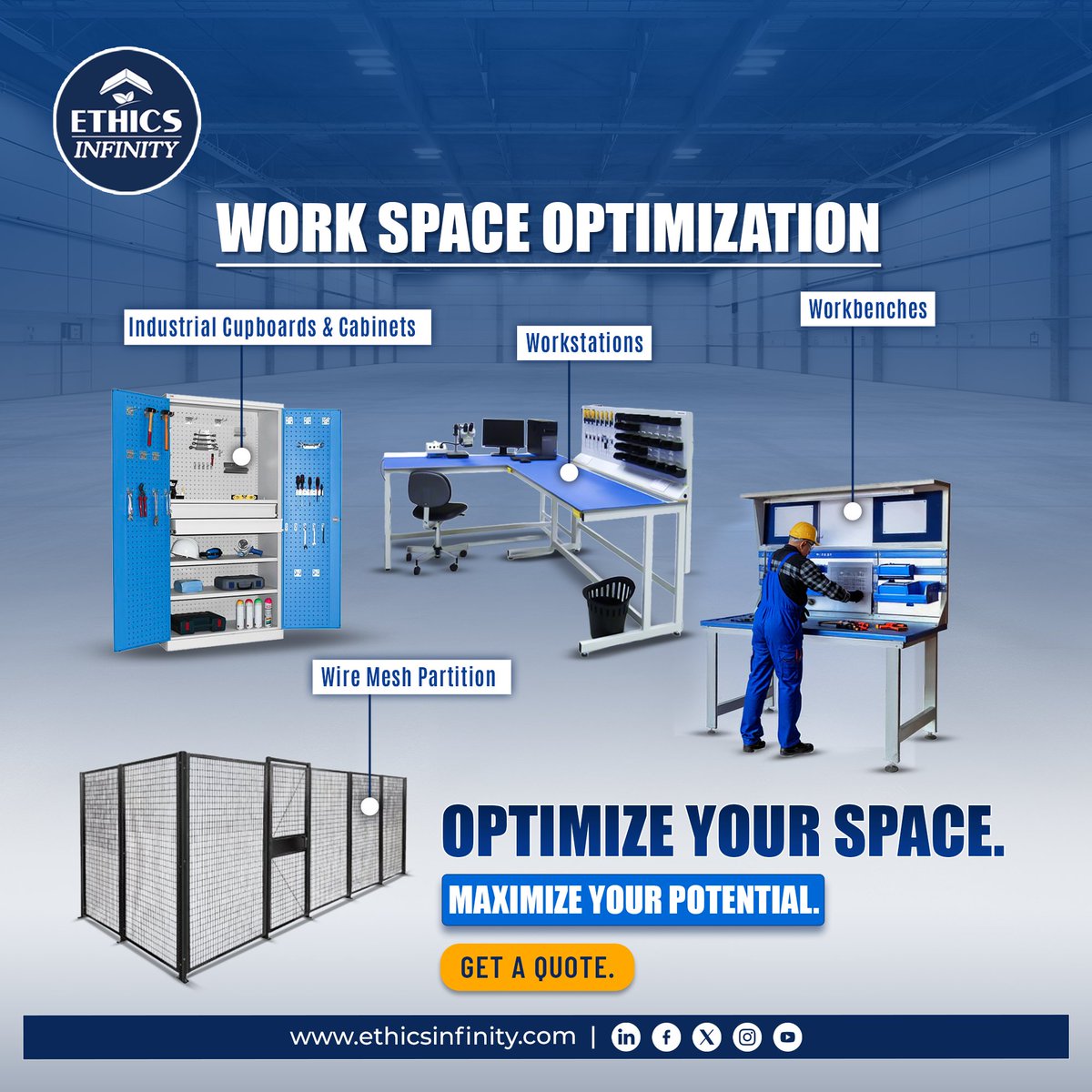 EInfnity's tweet photo. Is your #workspace losing its charm? Turn cluttered zones into environments with #WorkSpaceOptimization. Smart design meets functional engineering for safety, space, and speed. Make your floor work smarter! #EthicsInfinity #WorkspaceRevamp #ClutterFreeDesign #SmartOfficeSolution https://t.co/adfqV0We2V