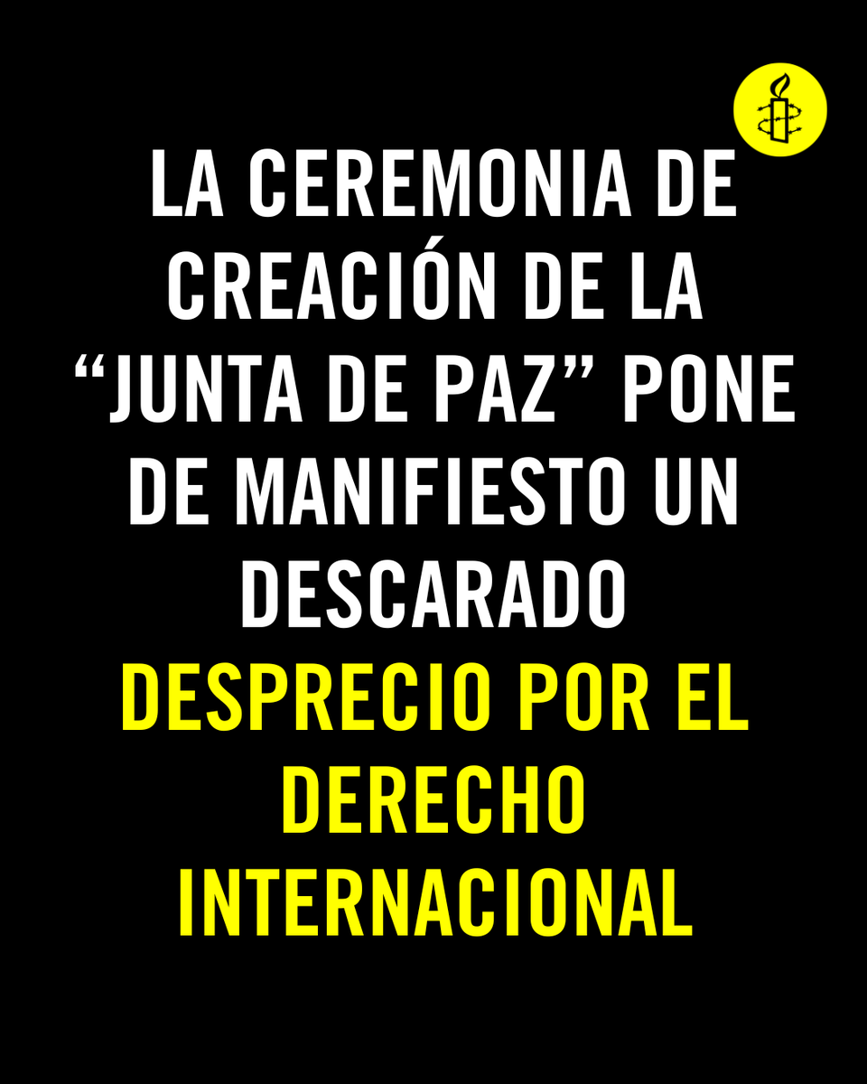 ⚠️ La ceremonia de hoy que marca la creación de la denominada “Junta de Paz” mundial de Trump pone de manifiesto un descarado desprecio por el derecho internacional y los derechos humanos.