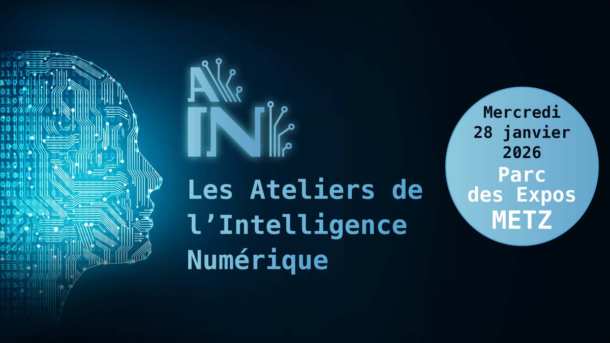 Le mercredi 28/01, retrouvez-nous au Parc des Expositions de Metz pour Les Ateliers de l’Intelligence Numérique, une journée riche en :
* conférences et tables rondes, avec experts, décideurs et acteurs du numérique,
* ateliers interactifs

metz-expo.com/evenement-79-l…