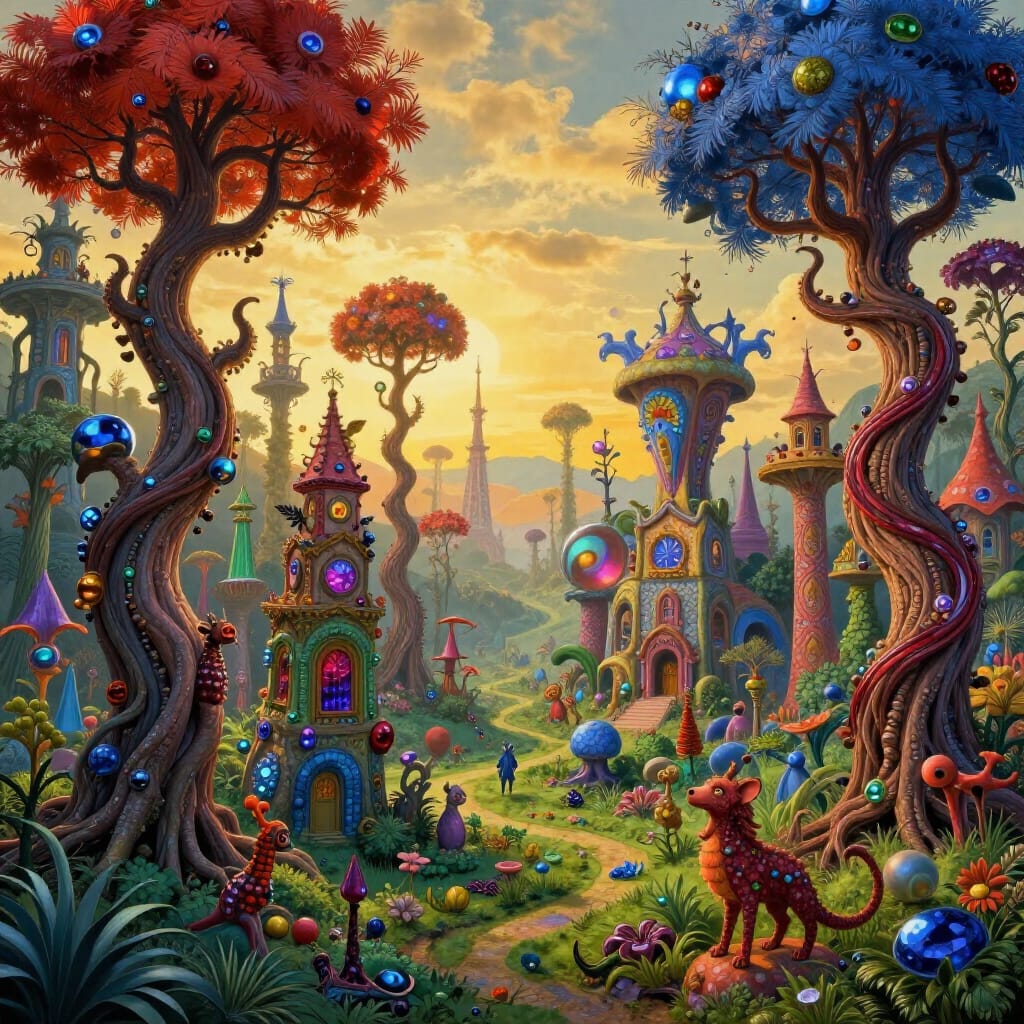 joaoalberto's tweet image. Hieronymus Bosch bright colors landscape