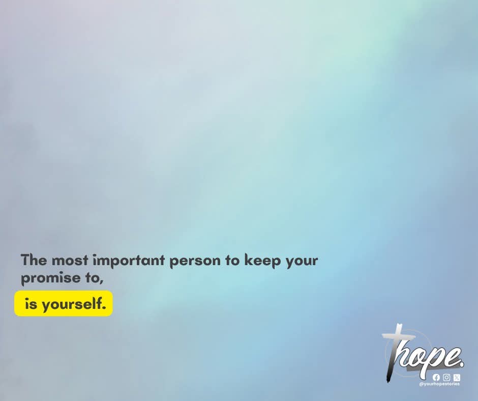 The most important promise you keep is the one you make to yourself, because it shapes your confidence, discipline, and trust in who you are. Every time you follow through, you reinforce the belief that you can rely on yourself. Every time you don’t, it quietly weakens that bond.