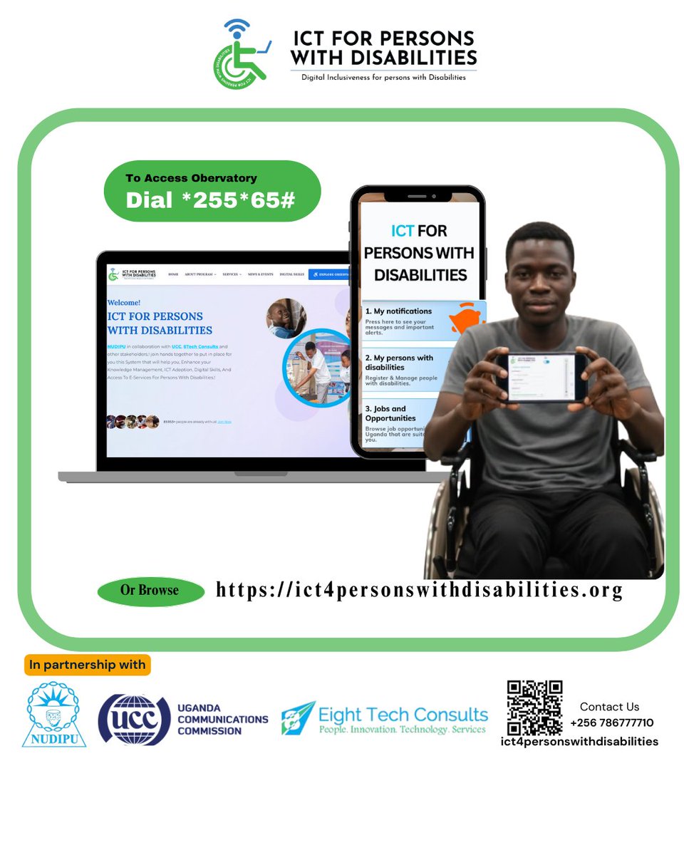 Enjoy Unlimited Service Opportunities on the National Digital Observatory, click on this link 👉ict4personswithdisabilities.org or Dial *255*65# . <a href="/UCC_Official/">UCC</a> <a href="/NUDIPU/">NUDIPU</a> <a href="/8TechConsults/">Eight Tech Consults Ltd</a>