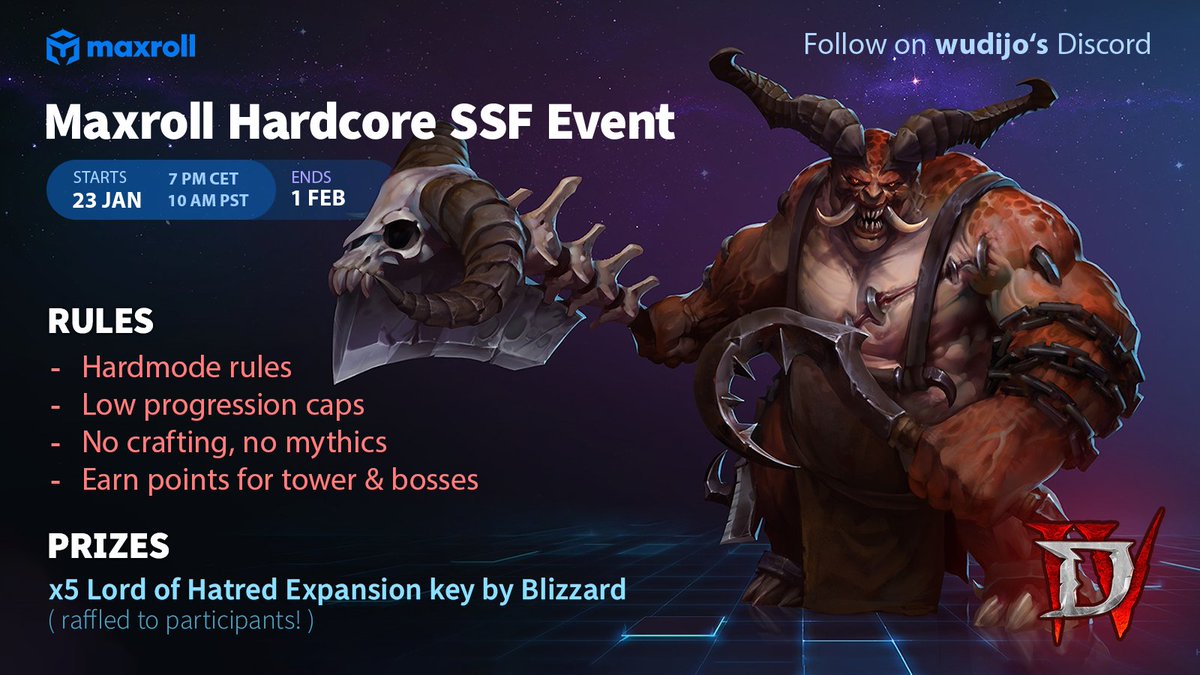 STARTING TOMORROW, our new #DiabloIV Community Event, a "Living off the Land" challenge. HC SSF, paragon cap, only find &amp; sanctify loot, no crafting. Everyone is invited to participate, and we collect RIP clips 😎 Full rules, streamers, standings here: docs.google.com/spreadsheets/d…