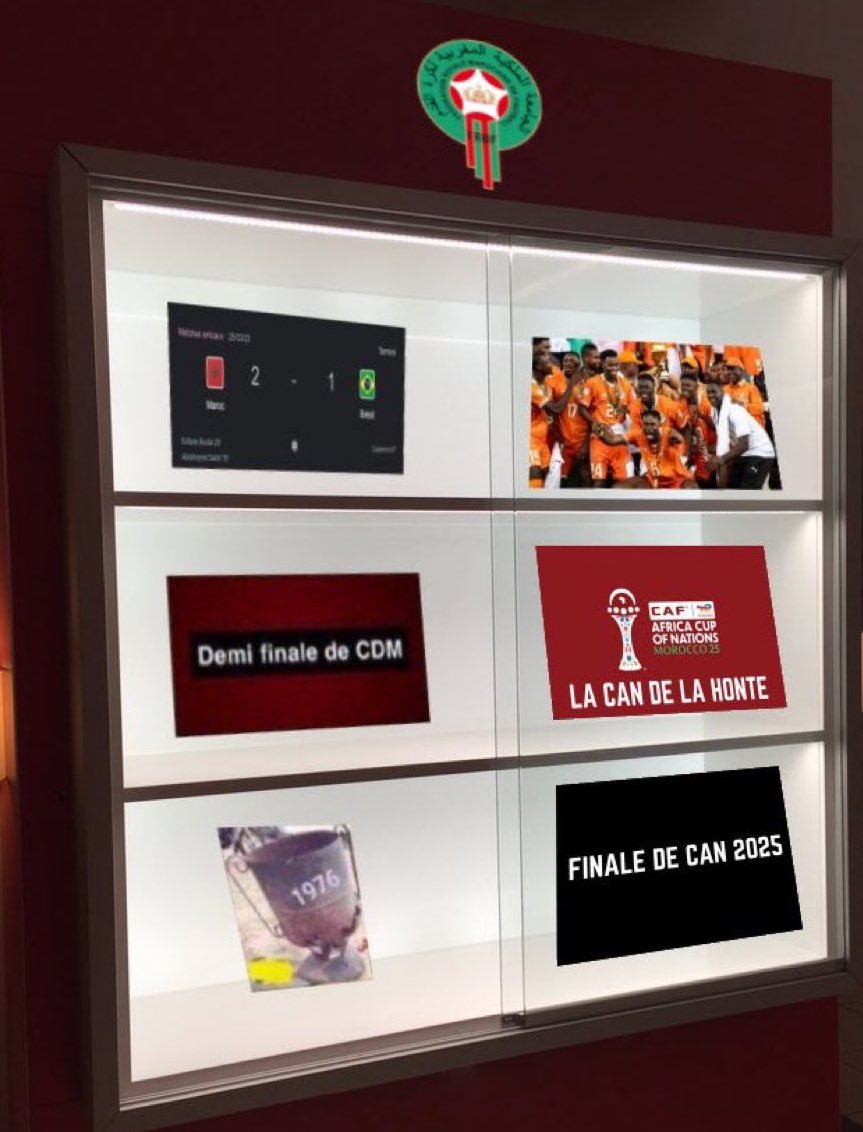 Rizark213's tweet image. BREAKING 🚨 : L’armoire à trophées du Maroc 🇲🇦 a été cambriolée dans la nuit.

La police marocaine indique qu’aucun objet n’a été dérobé et que la salle est restée vide, comme avant l’incident.