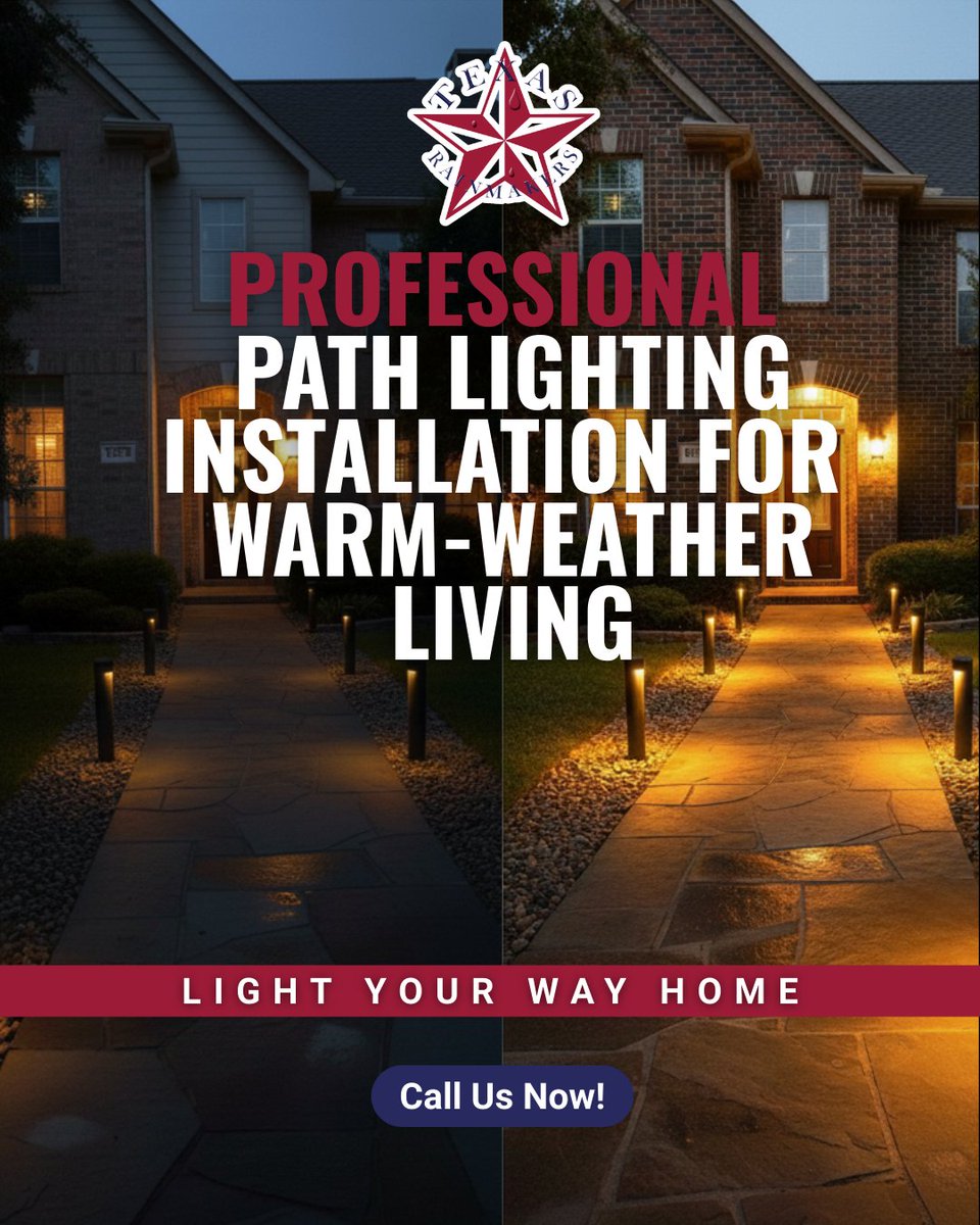 TexasRainmakers's tweet photo. Darker nights should not mean dark walkways 🌙
Our path lighting improves visibility and adds a polished nighttime look. Designed for Humble properties and installed with care.

Book your lighting upgrade with Texas Rainmakers today ✨

#HumbleTX #PathLighting #TexasRainmakers https://t.co/58yzj3JrJ2