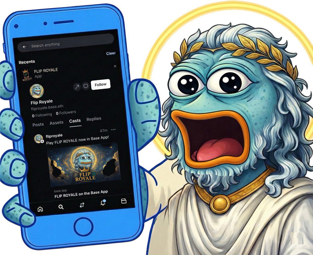 Flip Royale is live on the <a href="/baseapp/">Base App</a> 

Go to the Base App now, search for Flip Royale, and we'll be there (Apps)

Also, follow the official Flip Royale account via the Base App👇

base.app/profile/flipro…

Flip Royale is the first card game in the Virtuals ecosystem launched on the