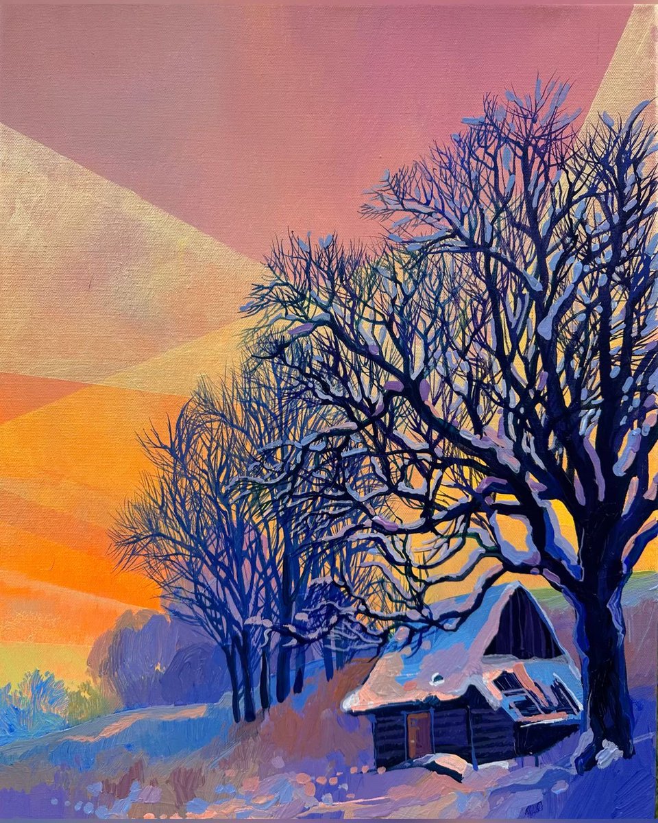 amtrusova's tweet image. Acrylic on canvas 40*50 cm “Sunrise over the hill” 2025