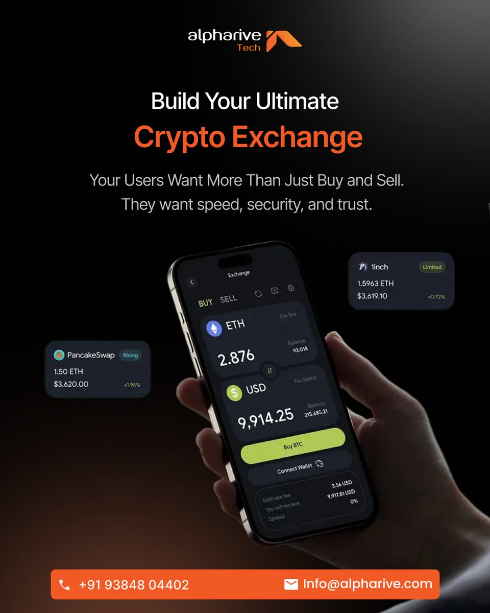 Your users want more than buy and sell. They want speed, security, and  trust. Build a crypto exchange that delivers all three >>>  https://t.co/D2VLXHpwKD #CryptoExchange #Web3 #Blockchain #FinTech  #Alpharive