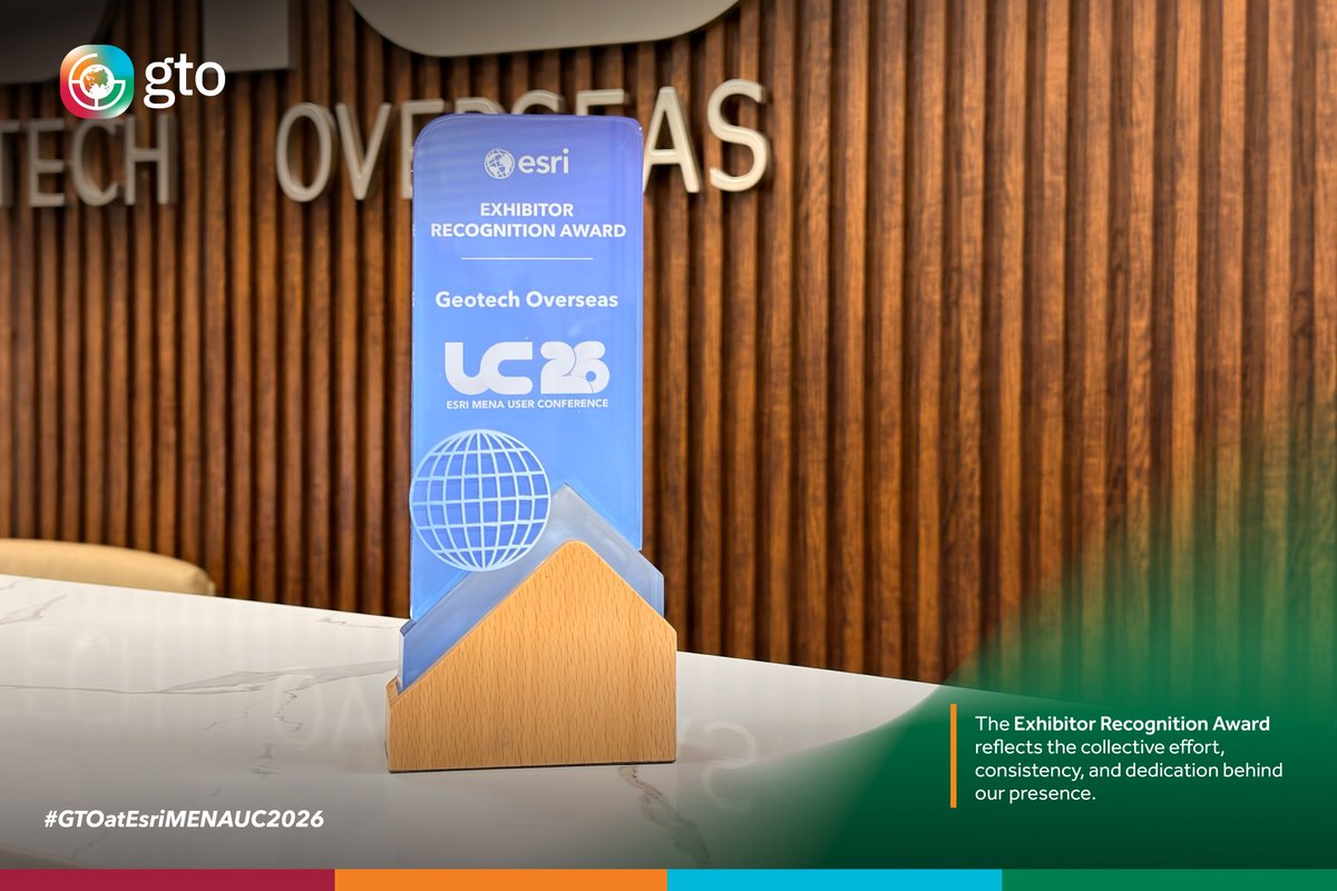 Our participation at the #EsriMENAUC2026 was marked by our strong collaboration and teamwork. The "Exhibitor Recognition Award" reflects this shared effort.

With sincere appreciation to everyone involved in the event.✨

#GTO #Esri #EsriMENAUC2026 #GeospatialTechnology