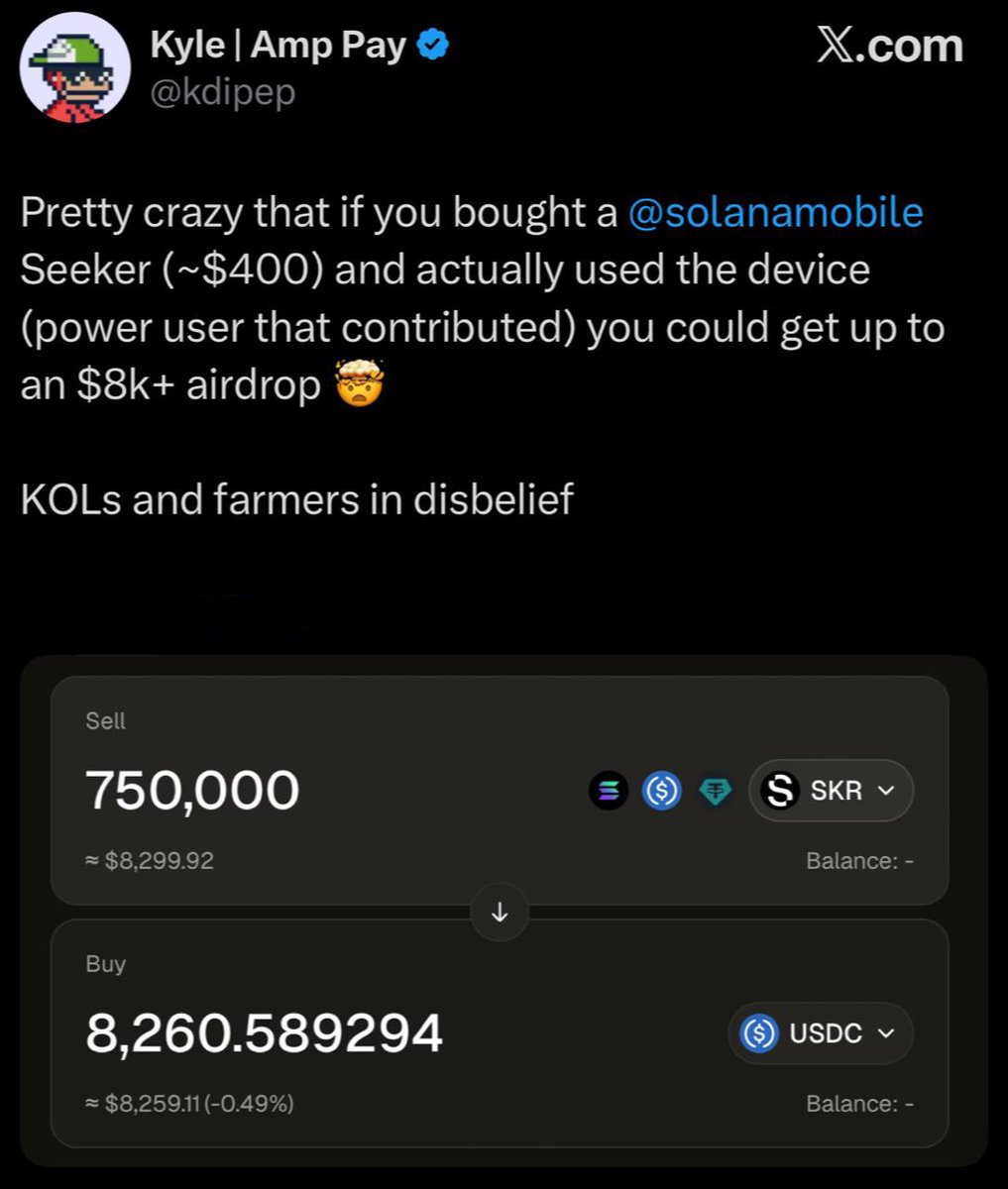 GM 📱Has Solana Seeker proved itself? By purchasing a device from Solana  Mobile for about $400-500, if actively used, you could earn at least $8000.  Some even managed to purchase hundreds of