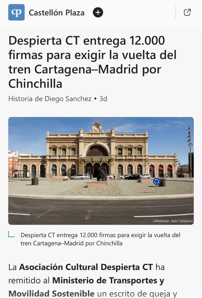 <a href="/oscar_puente_/">Óscar Puente</a> En #Cartagena estamos muy tranquilos:
cuatro años sin tren = CERO siniestros en la línea Madrid–Cartagena (tramo Albacete–Cartagena).

Su desprecio institucional, ministro, al menos tiene un efecto: salvar vidas.
(Modo irónico ON)