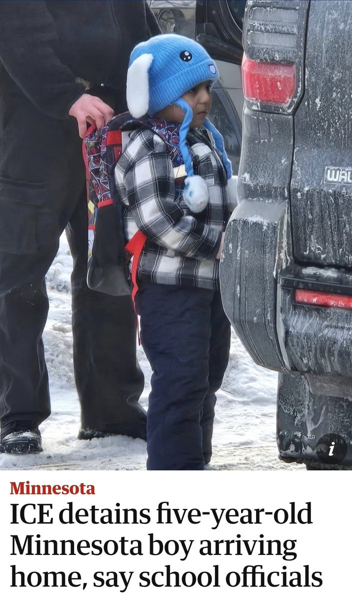 I_amMukhtar's tweet image. ICE agents detained this five-year-old boy as he came home from school and then used him as bait.