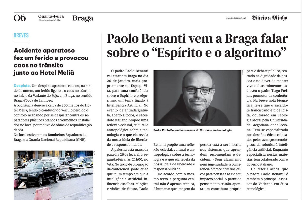 PaulinasEditora's tweet photo. 👉Novidade Paulinas 

Paolo Benanti, referência na ética da tecnologia, reconstitui neste seu livro como foi que passámos do deslumbramento ao alarme, procurando detetar o momento da viragem. 

https://t.co/PU9lrVteoj

#paulinas #paulinaseditora #paulinaseditoraportugal https://t.co/Mig3vDFkiS