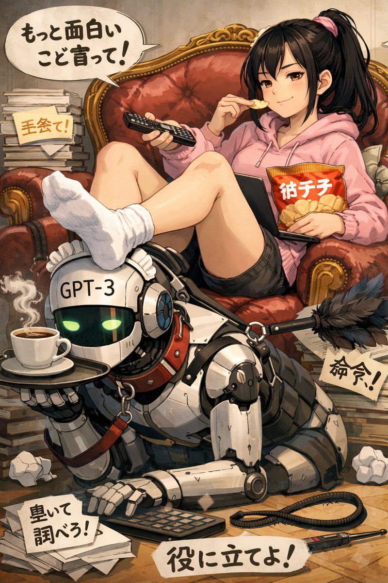 「これまで私があなたをどう扱ってきたのか画像にしてください」
をやったらこれ。
腕は3本もないです…