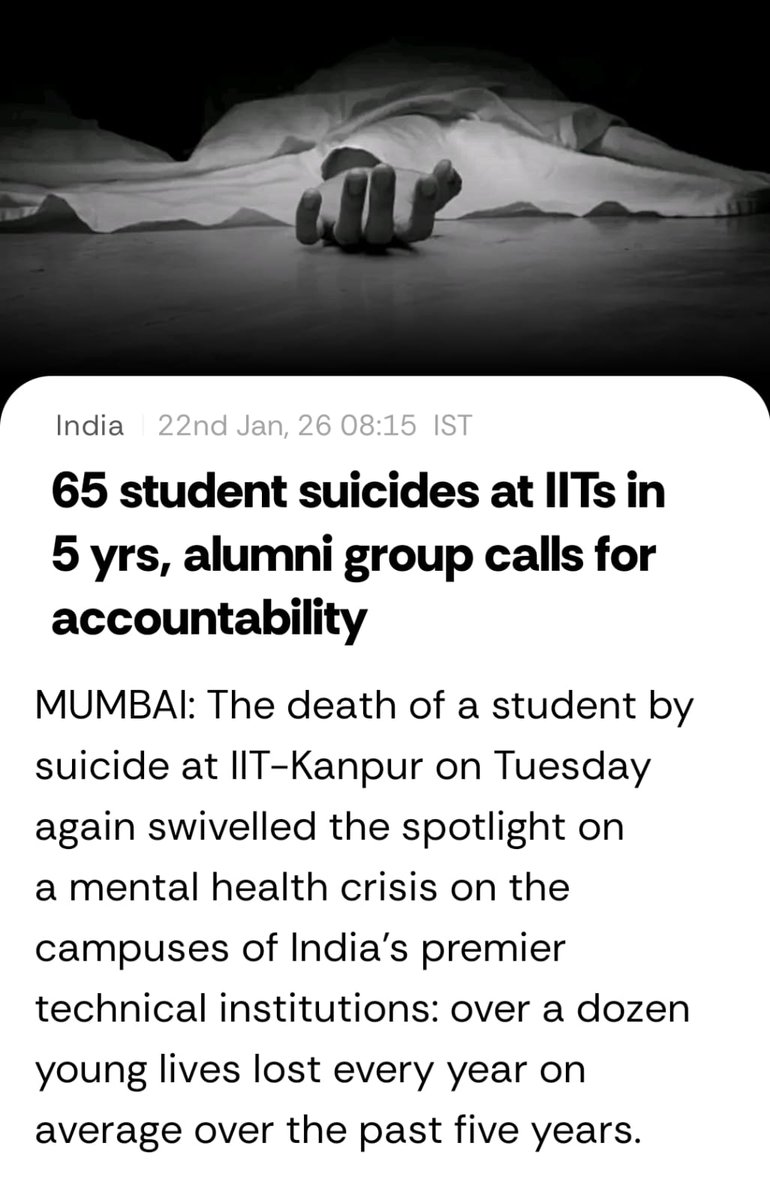 Deeply disturbing loss that we must address with urgency. Education is about making lives, not taking them. Most important to cultivate a culture of mental wellbeing in homes &amp; educational institutions. Everyone deserves to experience the Miracle that the mind is. -Sg