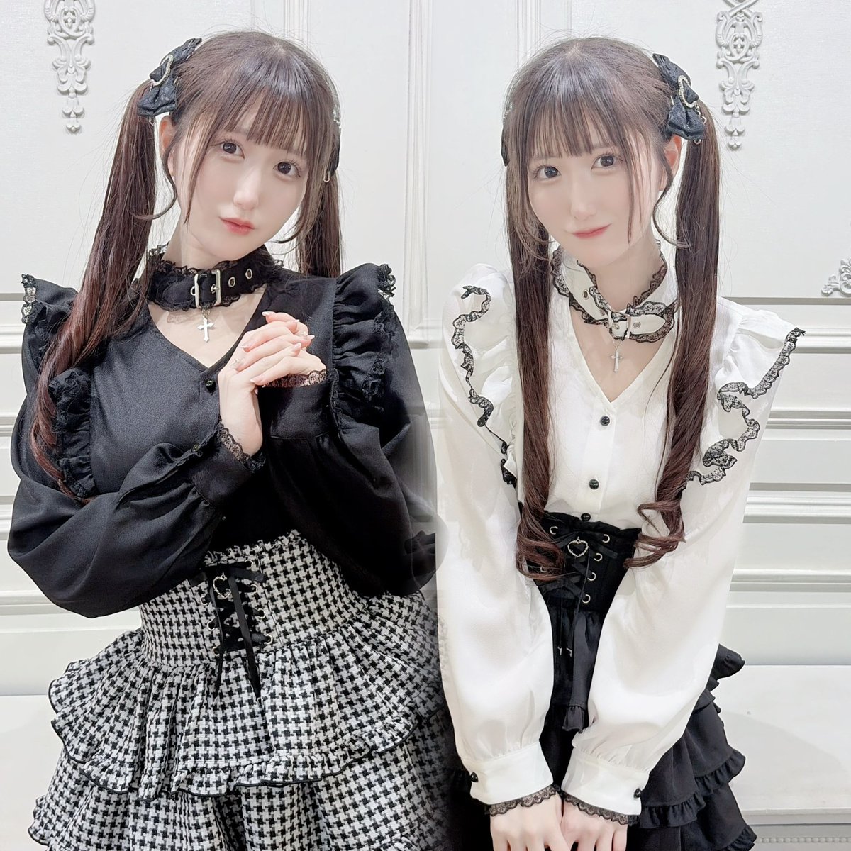 MARS マーズ ギャル　Y2K ブラックコスメ柄ホルターネックトップス 視線は、首元から🖤⛓️／ . 首元のクロスチャーム付きバックル