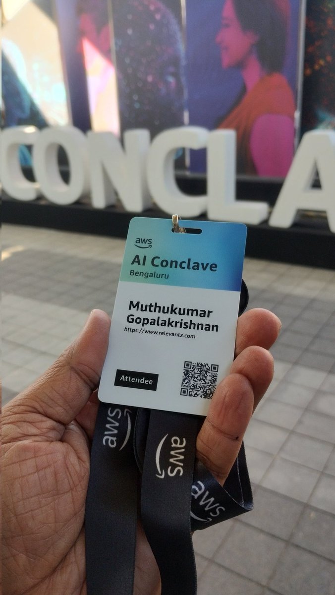 gvmuthu's tweet photo. Today at AWS AI Conclave Event, Bengaluru. 

The key highlights are:

📌 Introduction to AWS Agentic AI New Services
📌 Agentic AI Case Studies from various partners - Swiggy, Infosys, Kotak Mahindra Bank, Zomato, Axis Bank etc. https://t.co/C7BdQ7UXuj