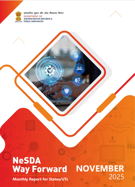 airnewsalerts's tweet photo. The Department of Administrative Reforms and Public Grievances releases the 𝟑𝟐𝐧𝐝 𝐞𝐝𝐢𝐭𝐢𝐨𝐧 𝐨𝐟 𝐭𝐡𝐞 𝐍𝐚𝐭𝐢𝐨𝐧𝐚𝐥 𝐞-𝐆𝐨𝐯𝐞𝐫𝐧𝐚𝐧𝐜𝐞 𝐒𝐞𝐫𝐯𝐢𝐜𝐞 𝐃𝐞𝐥𝐢𝐯𝐞𝐫𝐲 𝐀𝐬𝐬𝐞𝐬𝐬𝐦𝐞𝐧𝐭, #NeSDA - Way Forward Monthly Report for December 2025.
The Ministry of Personnel, Public Grievances and Pensions informed that the report states that over 24,000 e-services are being provided across States and Union Territories (UTs), with the highest number in the local governance and utility services sector.
It added that 21 states and UTs have achieved over 90% saturation of the 59 mandatory e-services. States including Assam, Karnataka, Kerala, Odisha, Madhya Pradesh, Uttarakhand and Jammu and Kashmir have achieved 100% service coverage through their unified portals.
@DARPG_GoI