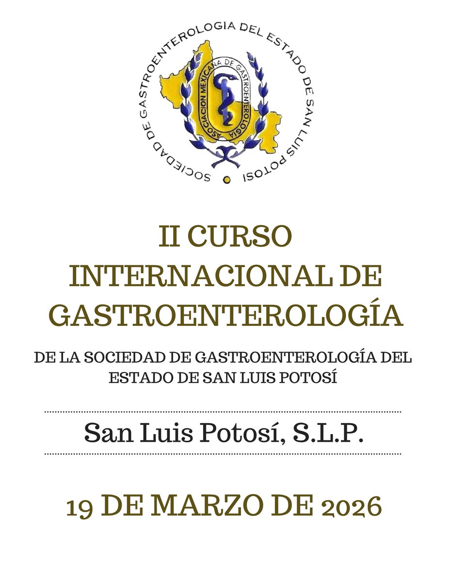 🗓️ Reserva la fecha

🗓️ 19 de marzo de 2026
📍 Centro de Emprendimiento e Innovación UASLP, San Luis Potosí

🎓 II Curso Internacional de Gastroenterología SGESLP