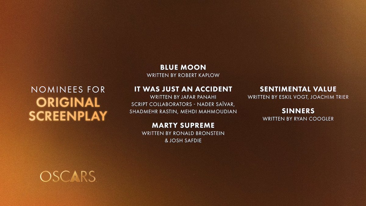 TheAcademy's tweet image. Word is out — these are the nominees for Original Screenplay. #Oscars