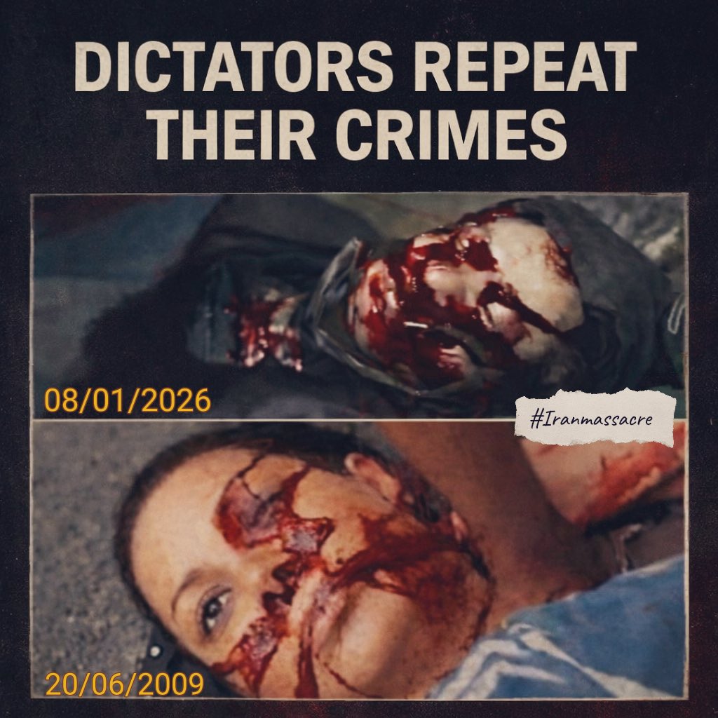 From Neda Agha-Soltan in 2009
to an unnamed protester in 2026 

Dictators repeat their crimes
until they are overthrown.

Don’t stop talking about #Iran
#IranMassacre