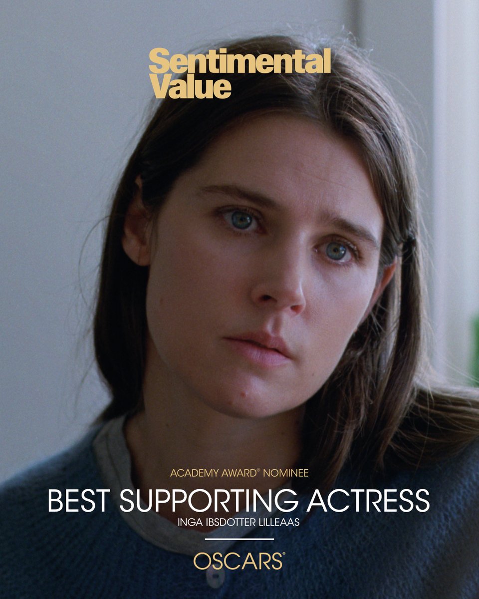 SENTIMENTAL VALUE's Inga Ibsdotter Lilleaas has been nominated for an Academy Award for Best Actress in a Supporting Role. #Oscars