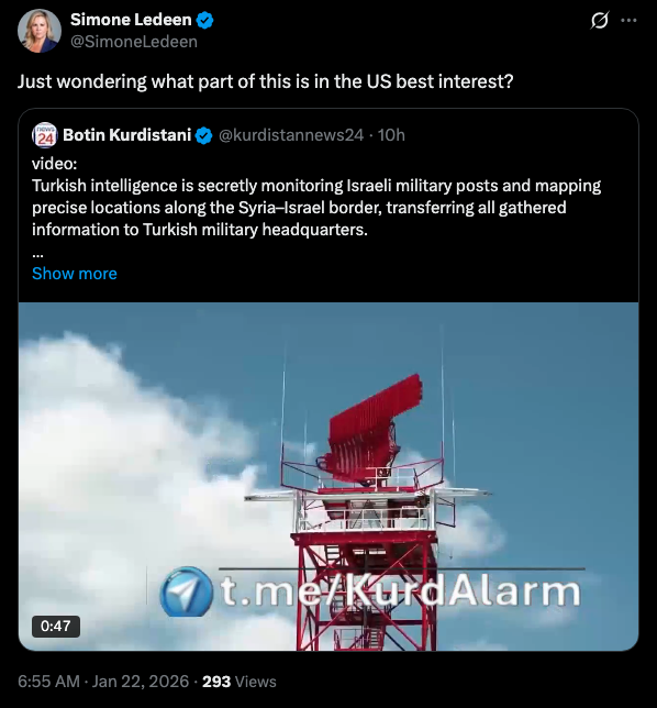 The intensity of disinformation around #Syria these days is insane.

From the recent installation of an air traffic control radar at #Damascus Airport being a #Turkey listening device vs. #Israel; to an AI deepfake of a US soldier crying about #SDF losses -- both going viral.