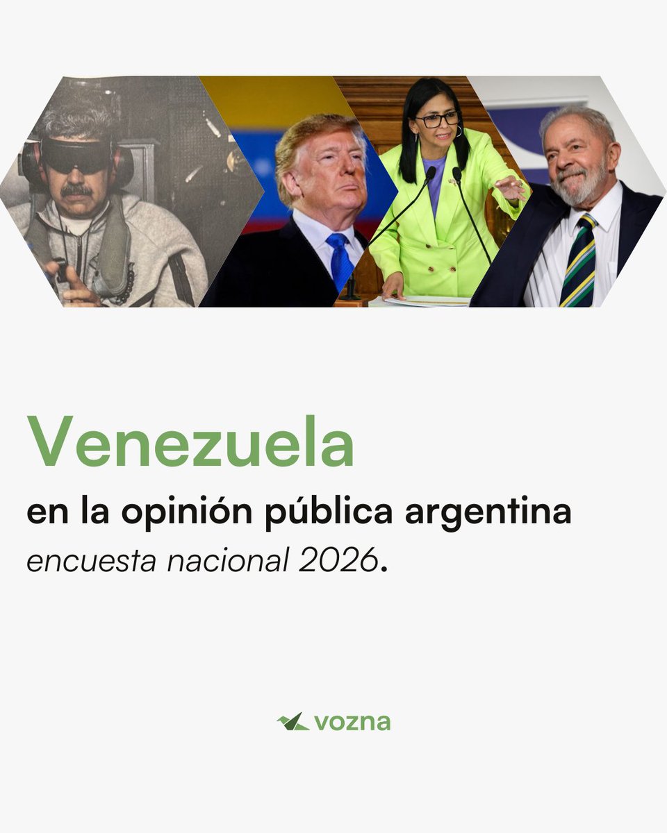 vozna_ar's tweet photo. ¿Qué piensan realmente los argentinos sobre la situación en Venezuela? 🇦🇷📉
En nuestra última encuesta nacional (1.391 casos) pusimos el foco en el tablero regional y en los grandes interrogantes que dividen aguas:
📍 ¿Democracia o Dictadura? El veredicto de la opinión pública.
📍 ¿Restitución democrática o interés petrolero? Qué hay detrás de las intenciones de los actores internacionales según la mirada local.
📍 ¿Qué rol debería ocupar Argentina frente a la posible captura de Maduro?
Los datos revelan una sociedad que evalúa con lupa los movimientos de todo el eje regional. 🔎
Leé el informe completo acá:  https://t.co/TzYsMsLO1W🔗
En caso de querer el informe completo, escribinos por DM.

#Vozna #OpiniónPública #Venezuela #Data #Argentina #Encuesta #Milei #Trumo #Maduro #Delcy #Democracia #Petroleo #Milei #Sondeo