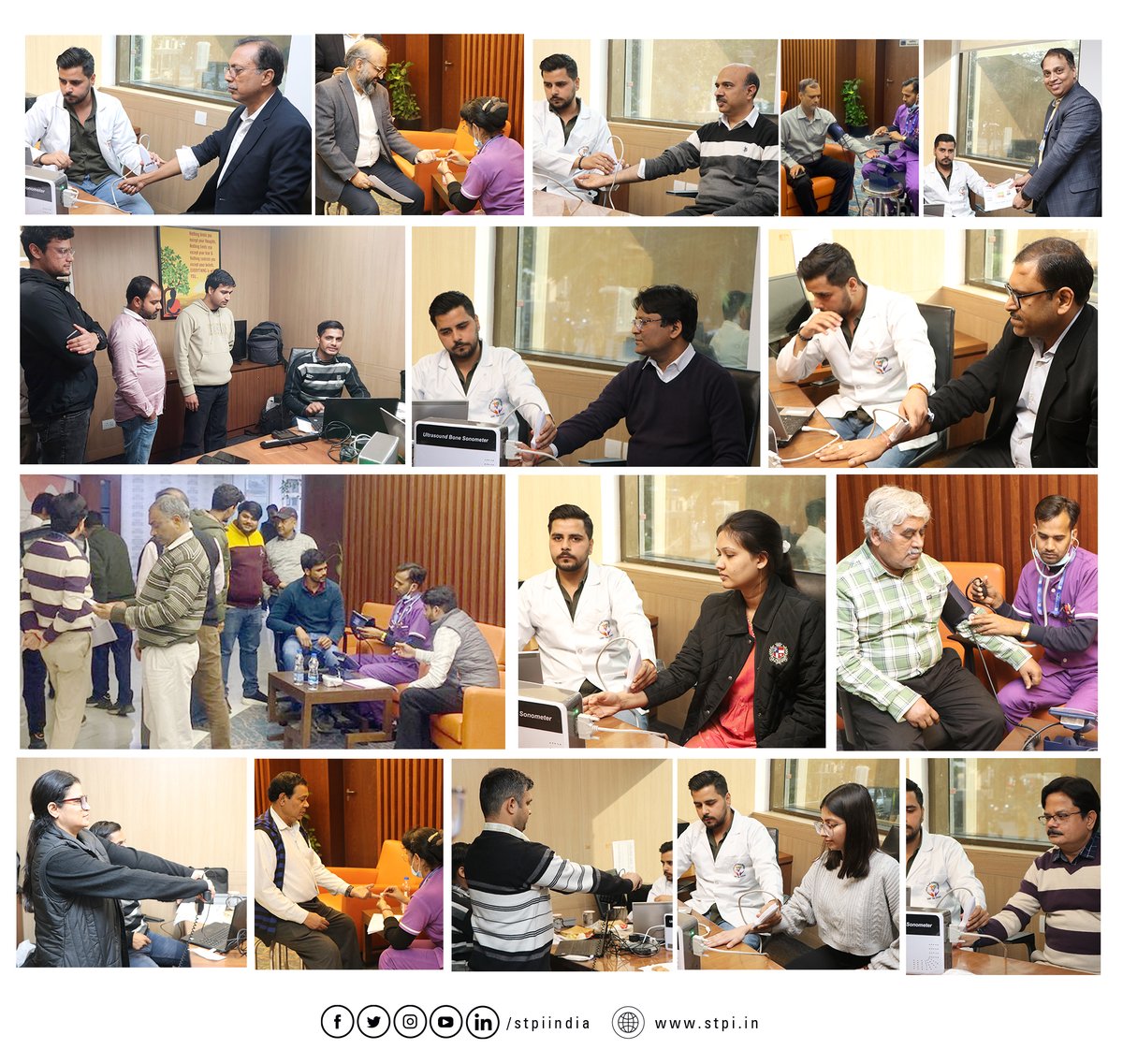 Glimpses from the Health Talk &amp; Medical Check-up Camp conducted today by SRS Multi Speciality Hospital at the STPI HQ

#Workplace #StressManagement #Health #Wellbeing #Employees #Yoga #BackPain #EmployeeBenefits #STPIINDIA #STPI #Medical #Checkup

<a href="/GoI_MeitY/">Ministry of Electronics & IT</a> <a href="/AshwiniVaishnaw/">Ashwini Vaishnaw</a>