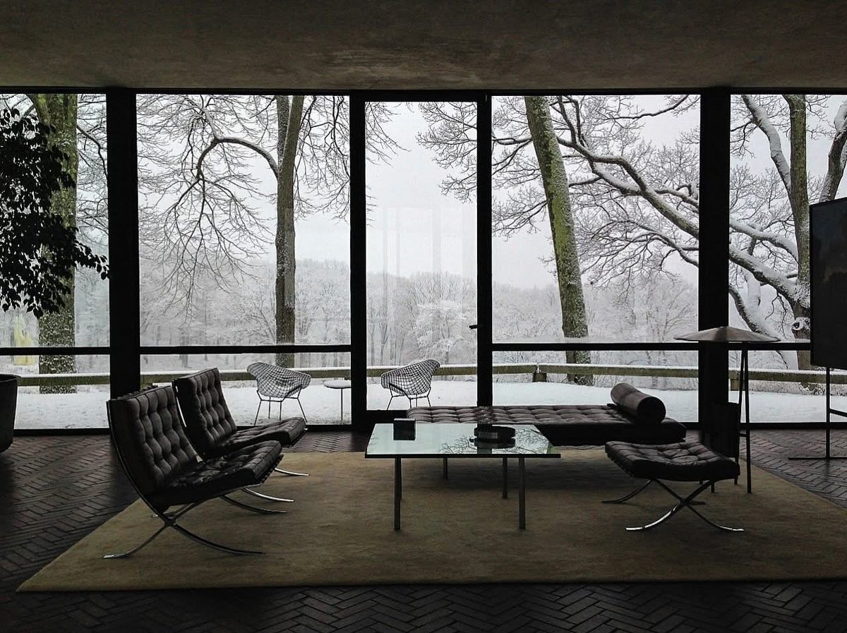 Philip Johnson's Glass House in Winter