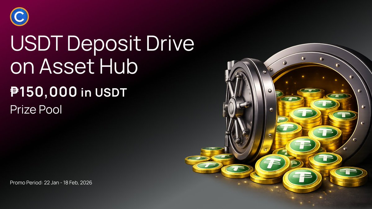 Make your USDT work harder for you with our USDT Deposit Drive on Asset Hub  promo! Get your share of the ₱150,000 prize pool by making a minimum net  deposit of 200