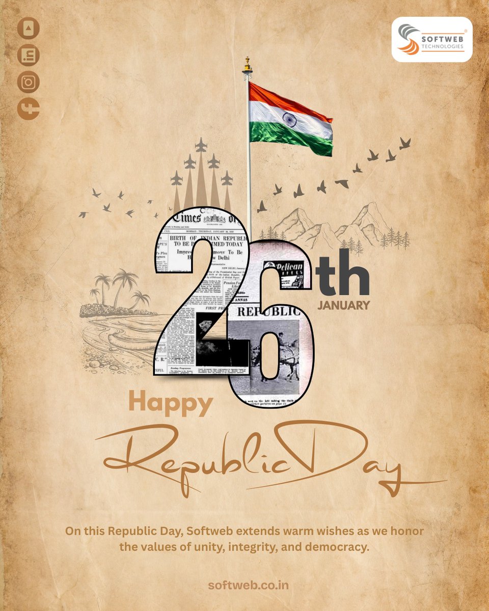This Republic Day, we celebrate the spirit of India—rooted in unity, guided by the Constitution, and driven by progress.

Happy Republic Day!

#RepublicDay #ProudIndian  #India #SoftwebTechnologies #MiningPro